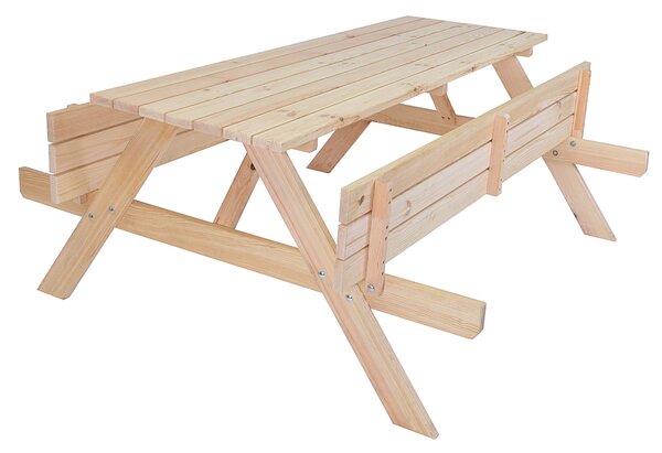 Masívny drevený pivný set so sklopnými lavicami 180 cm (prírodný)