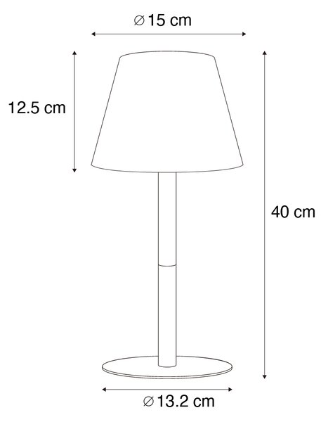 Stolná lampa biela nabíjateľná vrátane LED a stmievača IP54 - Jude