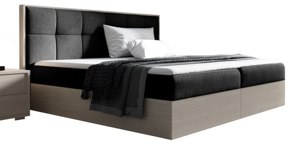 Manželská posteľ WOOD 8, 180x200, nordic teak/čierna