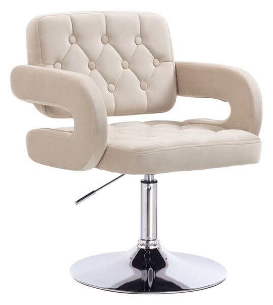 LuxuryForm DESIGN Kreslo ADRIA VELUR na striebornom tanieri - krémové
