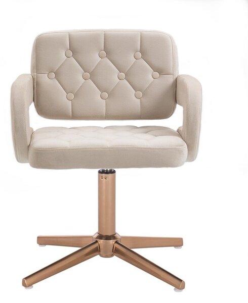 LuxuryForm DESIGN Kreslo ADRIA VELUR na zlatom kríži - krémové
