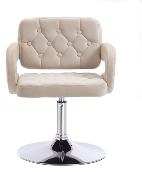 LuxuryForm DESIGN Kreslo ADRIA VELUR na striebornom tanieri - krémové