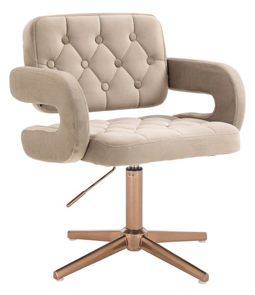 LuxuryForm DESIGN Kreslo ADRIA VELUR na zlatom kríži - latte