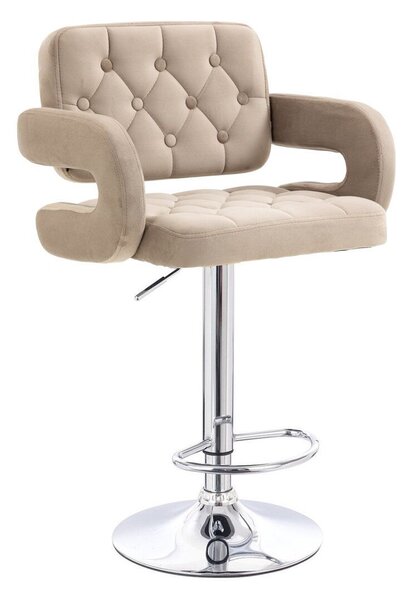 LuxuryForm DESIGN Barová stolička ADRIA VELUR na striebornom tanieri - latte