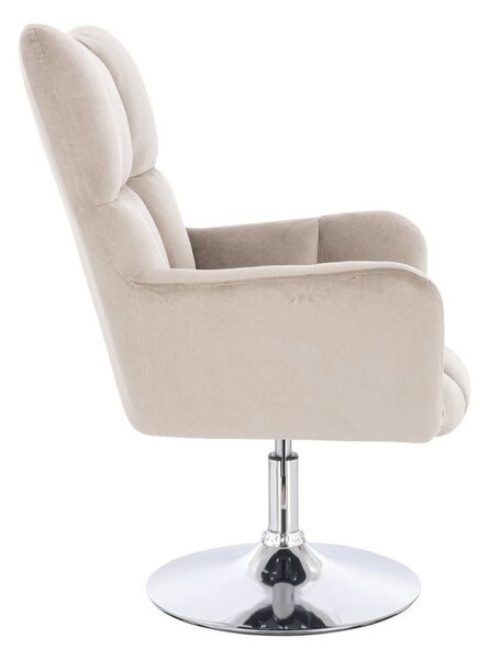 LuxuryForm DESIGN Kreslo AURORA VELUR na striebornom tanieri - latte