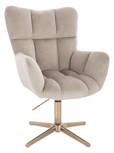 LuxuryForm DESIGN Kreslo AURORA VELUR na zlatom kríži - latte