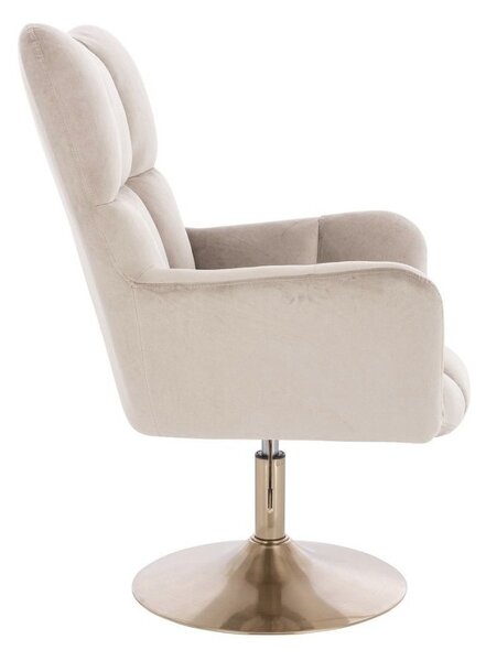 LuxuryForm DESIGN Kreslo AURORA VELUR na zlatom tanieri - latte