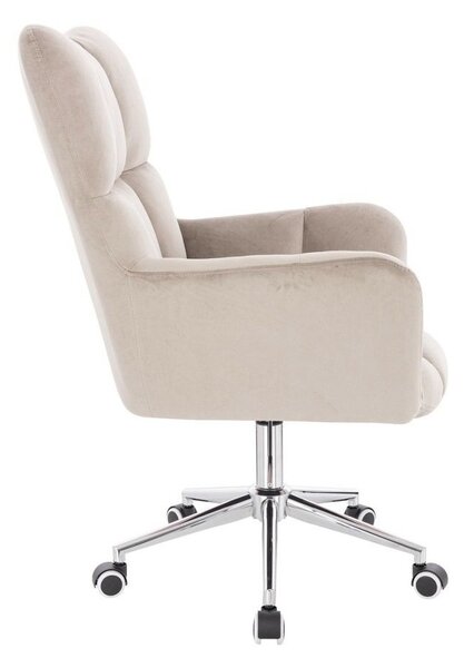 LuxuryForm DESIGN Kreslo AURORA VELUR na striebornej podstave s kolieskami - latte