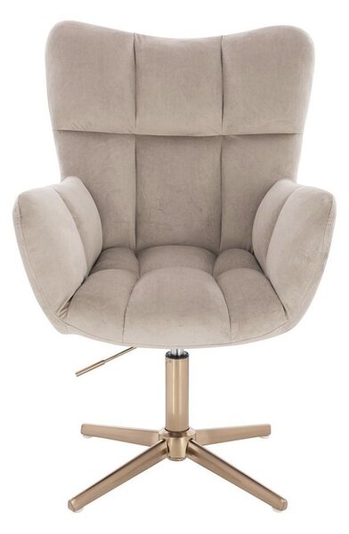 LuxuryForm DESIGN Kreslo AURORA VELUR na zlatom kríži - latte