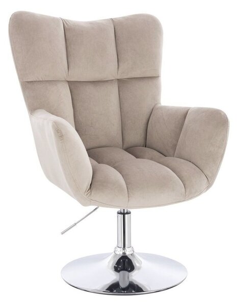 LuxuryForm DESIGN Kreslo AURORA VELUR na striebornom tanieri - latte