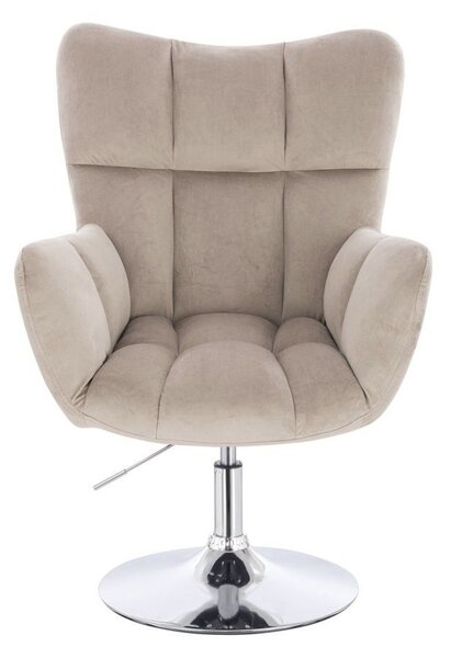 LuxuryForm DESIGN Kreslo AURORA VELUR na striebornom tanieri - latte