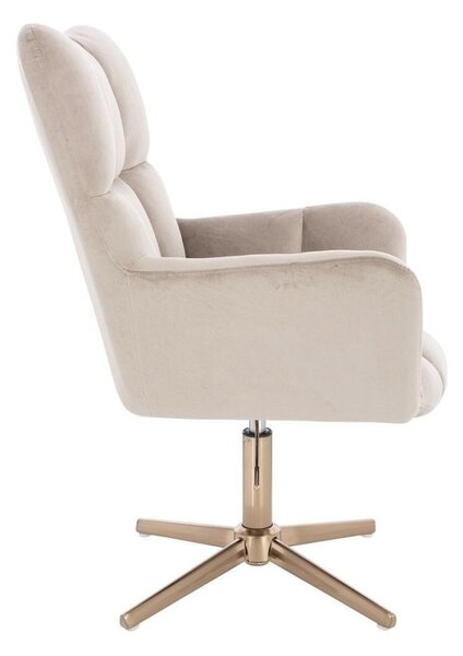 LuxuryForm DESIGN Kreslo AURORA VELUR na zlatom kríži - latte