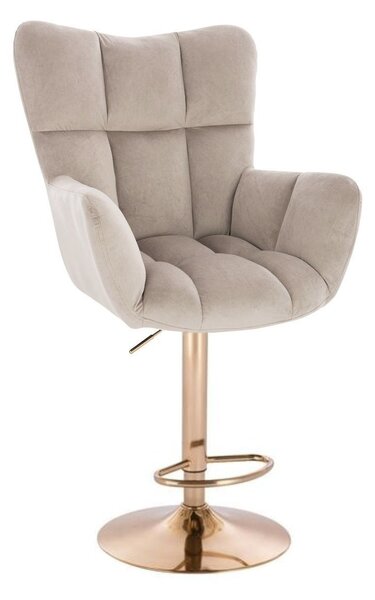 LuxuryForm DESIGN Barové kreslo AURORA VELUR na zlatom tanieri - latte
