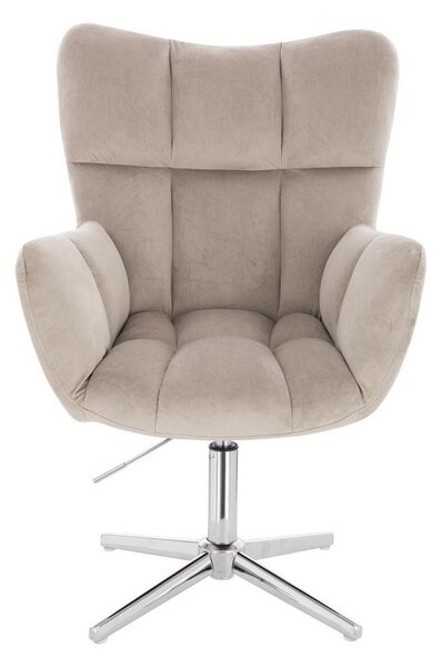 LuxuryForm DESIGN Kreslo AURORA VELUR na striebornom kríži - latte