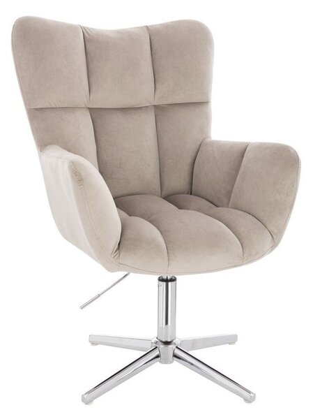 LuxuryForm DESIGN Kreslo AURORA VELUR na striebornom kríži - latte