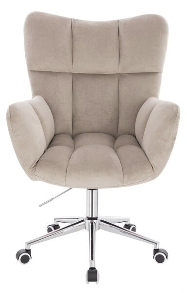 LuxuryForm DESIGN Kreslo AURORA VELUR na striebornej podstave s kolieskami - latte
