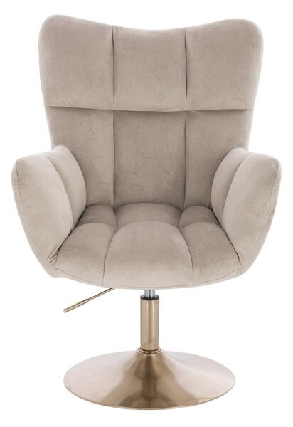 LuxuryForm DESIGN Kreslo AURORA VELUR na zlatom tanieri - latte