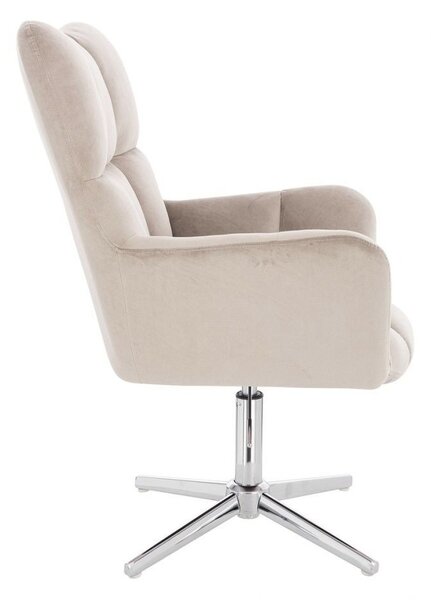 LuxuryForm DESIGN Kreslo AURORA VELUR na striebornom kríži - latte