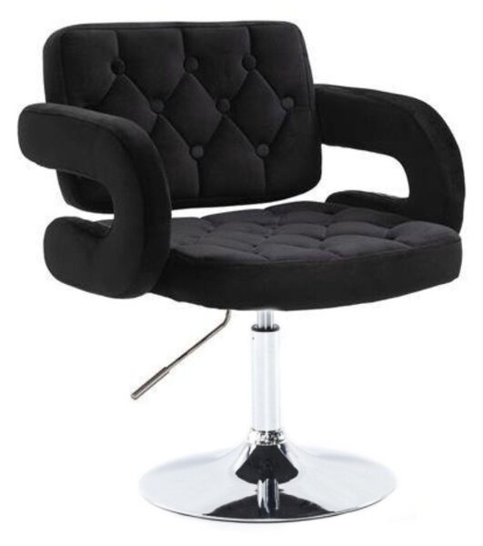 LuxuryForm DESIGN Kreslo ADRIA VELUR na striebornom tanieri - čierne