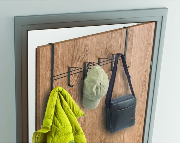 Čierny kovový vešiak na dvere 45 cm Lava - Metaltex