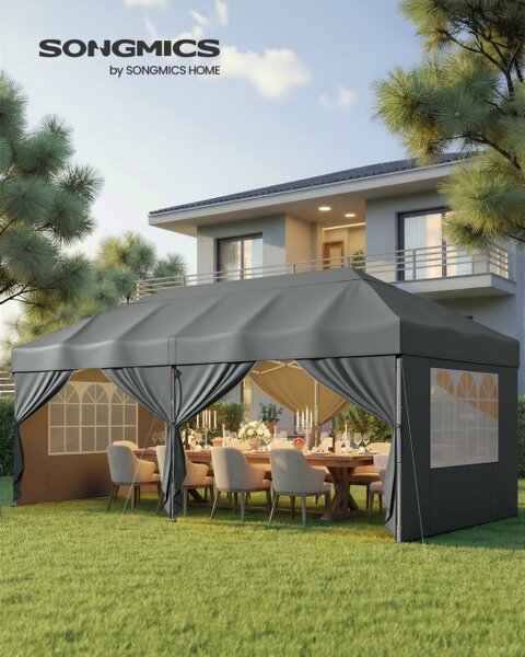 Záhradný párty stan GCT204GZ01 tmavosivý 3x6 m