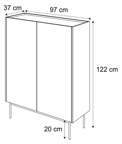 VYSOKÁ KOMODA LUCCA KAŠMÍR / DUB LINEA 97 cm