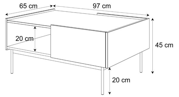 KONFERENČNÝ STOLÍK LUCCA KAŠMÍR / DUB LINEA 97 cm