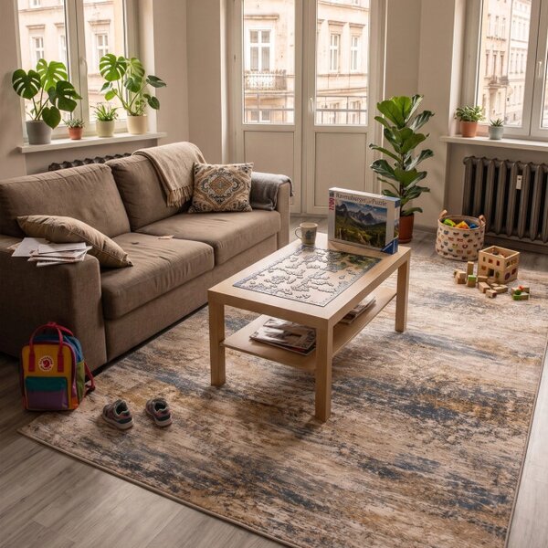Protišmykový koberec NOVO mramor béžový