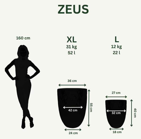 Keramický kvetináč Zeus - svetloModrý L (32 x 40 cm)