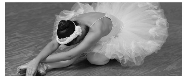 Obraz - Baletka, čiernobiela (120x50 cm)
