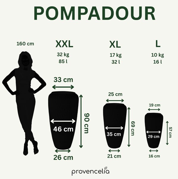 Keramický kvetináč Pompadour - Fialová XL (36 x 69 cm)
