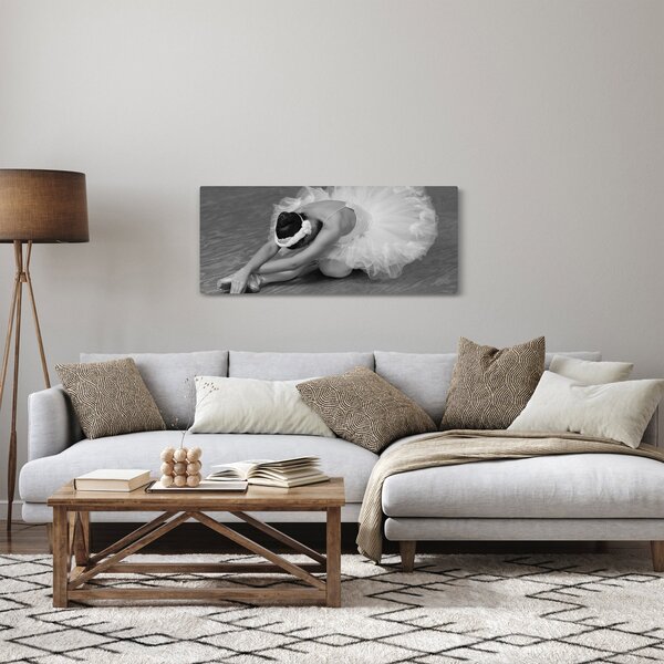 Obraz - Baletka, čiernobiela (120x50 cm)