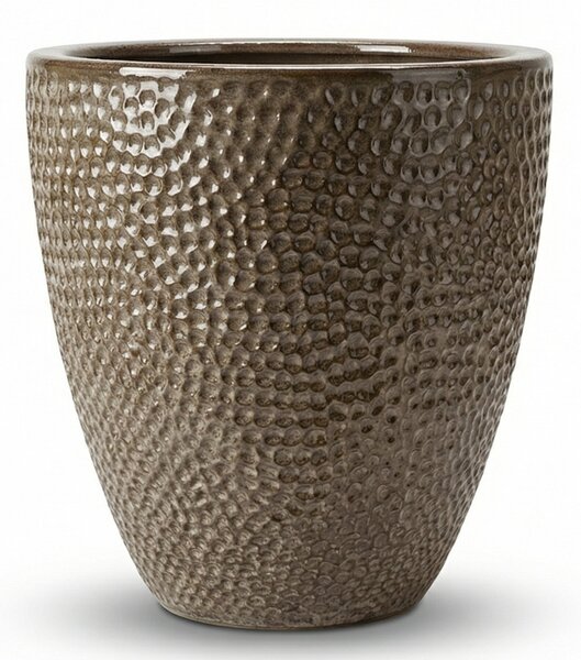 Keramický kvetináč Cigaline Brúsená bronz – ručne vyrábaný glazovaný kvetináč z keramiky S (26 x 28 cm)
