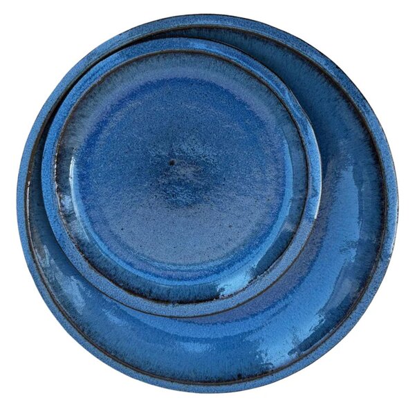 Podmiska pod kvetináč - Antická Modrá so vzorom 17 cm