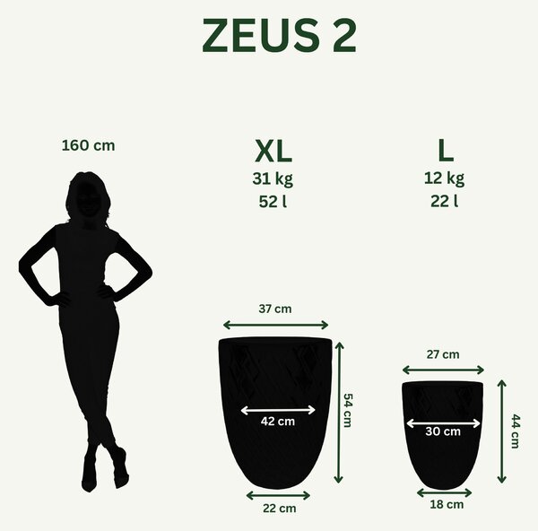 Vzorovaný keramický kvetináč Zeus 2 - Olivovo Zelený L (30 x 44 cm)