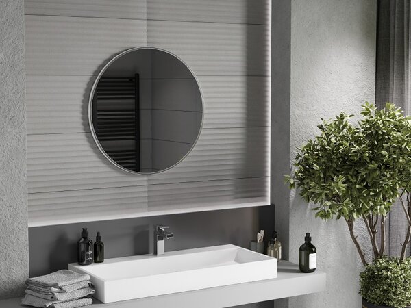 Mexen Loft okrúhle kúpeľňové zrkadlo 70 cm, rám inox - 9850-070-070-000-10