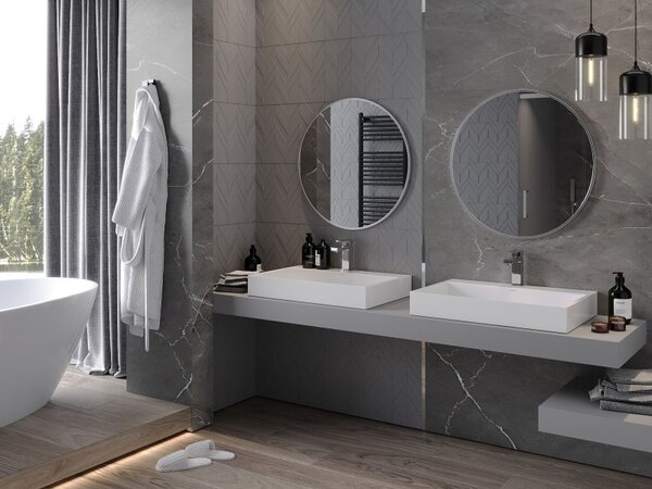 Mexen Loft okrúhle kúpeľňové zrkadlo 70 cm, rám inox - 9850-070-070-000-10