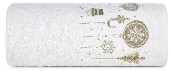 Bavlnený vianočný uterák biely s vianočnými ozdobami Biela