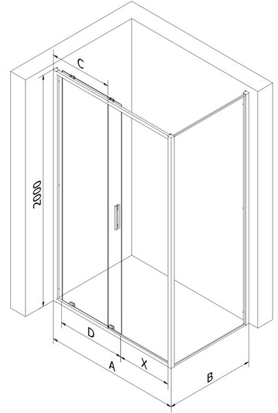 Mexen Exo-S posuvná sprchová kabína 120 x 90 cm, transparentná, čierna - 8151-120-090-70-00
