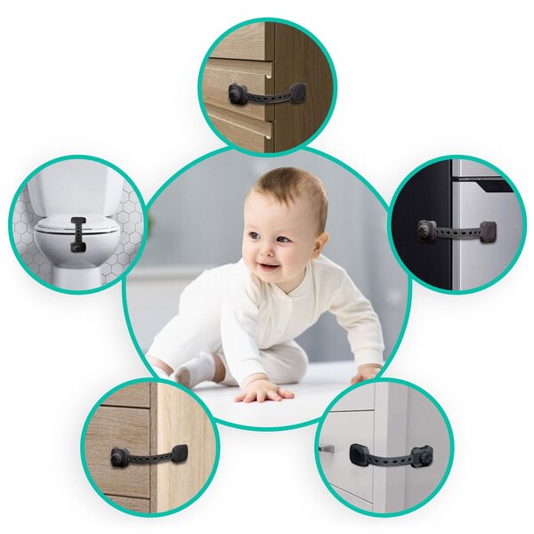 Ricokids Bezpečnostní zámky na skříně a zásuvky 6 ks černé