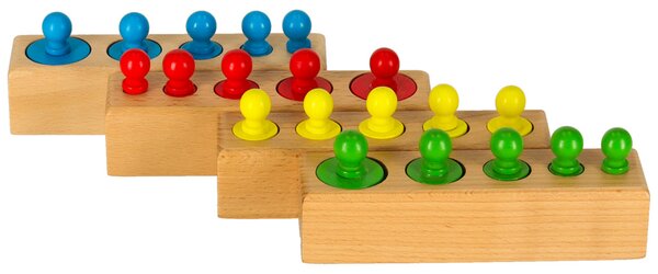 KIK Dřevěná Montessori skládačka – barevná válcová závaží pro děti