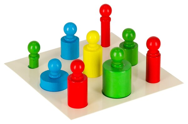 KIK Dřevěná Montessori skládačka – barevná válcová závaží pro děti