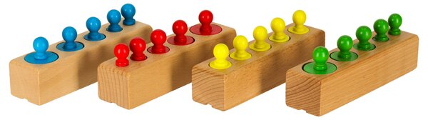 KIK Dřevěná Montessori skládačka – barevná válcová závaží pro děti