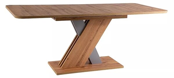 Signal Jedálenský stôl EXEL, dub wotan / STRIEBORNÝ 140(180)X85 (D)