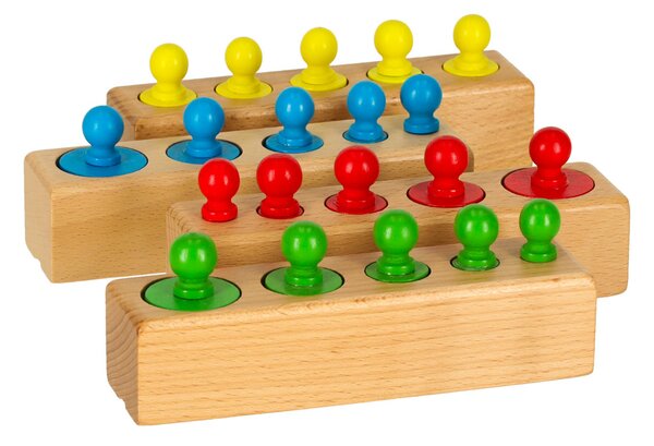 KIK Dřevěná Montessori skládačka – barevná válcová závaží pro děti