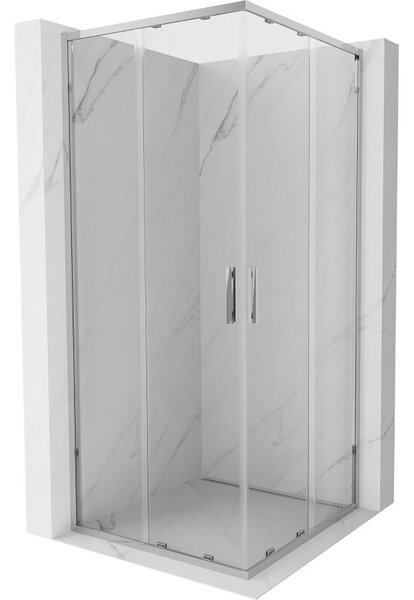 Mexen Exo-S Duo štvorcový sprchovací kút so zasúvacími dverami 90 x 90 cm, transparentný, chróm - 8111-090-090-01-00