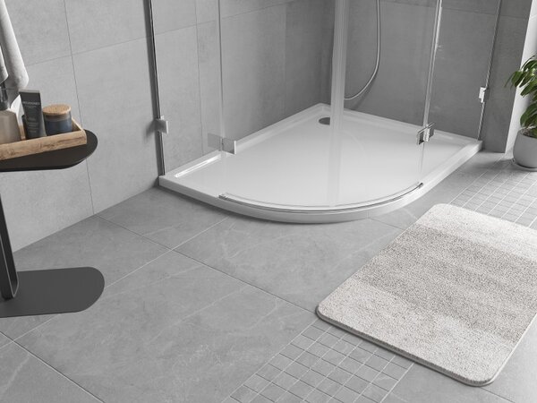 Mexen Flow asymetrický polkruhový sprchový kút slim pravý 90 x 80 cm, biely lesk - 46Q108090R