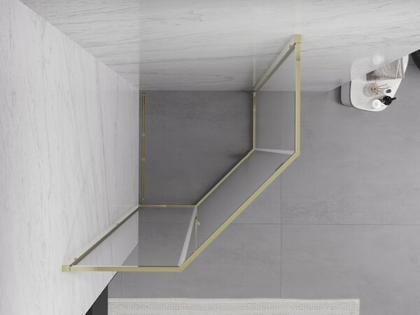 Mexen Exo-R päťhranná sprchová kabína 90 x 90 cm, transparentná, zlatá - 812-090-090-50-00