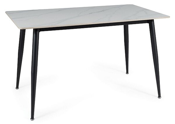 Jedálenský stôl RION 130x70 cm s keramickou doskou, biely mramor