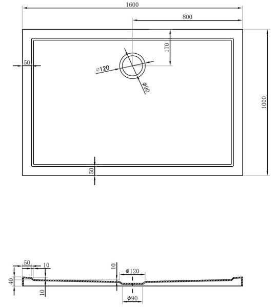 Mexen Flow štvorcový sprchovací kút slim 160 x 100 cm, biely lesk - 46R101016